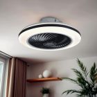 Ventilateur de plafond noir moderne, Hale, 40W, 3000K LED, avec télécommande