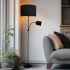 Lampadaire liseuse noir moderne, Zev, avec interrupteur