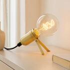 Lampe de table dorée en métal, Gidon, avec interrupteur