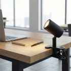 Spot à pince noir moderne, Elena, avec interrupteur