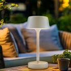 Lampe de table extérieur blanche moderne, Emily, 3W, 3000K LED, IP44, gradable en 3 étapes