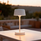 Lampe de table extérieur blanche moderne, Emily, 3W, 3000K LED, IP44, gradable en 3 étapes