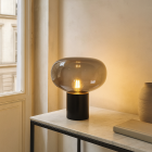 Lampe de table en marbre grise, Alan, avec interrupteur
