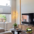 Lampadaire ambre design, Remo, avec interrupteur