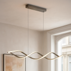 Suspension argentée design, Kuno, 45W, 3000K LED, gradable en 3 étapes