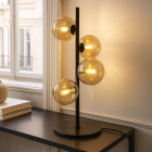 Lampe de table ambre design, Remo, avec interrupteur