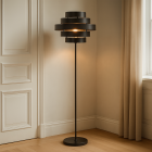 Lampadaire noir rustique, Jana, avec interrupteur