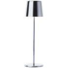 Lampe de table d'extérieur rechargeable nickel moderne, Skander, 4W, blanc chaud à froid réglable LED, IP44, avec variateur tactile