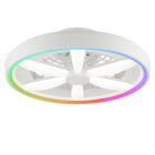Ventilateur de plafond blanc en plastique, Roos, 48W, RGBW LED, avec télécommande