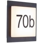 Numéro de maison lumineux noir en aluminium, Nurcan, 9W, 3000K LED, IP44