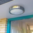 Applique extérieur avec capteur crépusculaire argentée en verre, Bob, IP44