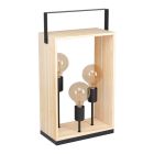 Lampe de table en bois noire, Olaf, avec interrupteur