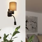 Lampe de chevet taupe en tissu, Abano, avec interrupteur