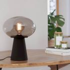 Lampe de table grise en verre, Kirstin, avec interrupteur