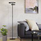 Lampadaire noir en plastique, Corwin, 16W, blanc chaud à froid réglable LED, avec variateur tactile