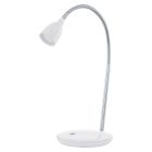 Lampe de bureau blanche en plastique, Matteo, 3W, 3000K LED, avec interrupteur
