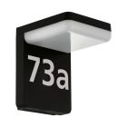 Numéro de maison lumineux noir en aluminium, Gerline, 10W, 3000K LED, IP44