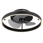 Ventilateur de plafond noir en plastique, Joos, 40W, blanc chaud à froid réglable LED, avec télécommande