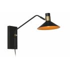 Applique murale moderne dorée, Pepijn, avec interrupteur