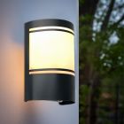 Applique extérieur avec capteur crépusculaire noire moderne, Manuel, IP44