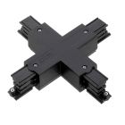 Connecteur en forme de X pour éclairage sur rail triphasé, noir, Pro