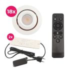 18 spots veranda orientable Rona, IP44, avec kit de connexion et télécommande, blanc