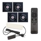 4 spots veranda orientable Rona carré, IP44, avec kit de connexion et télécommande, noir