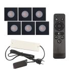 6 spots encastrés veranda carrés noir Dico, IP65, avec kit de connexion et télécommande