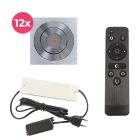 12 spots veranda orientable Rona carré, IP44, avec kit de connexion et télécommande, chromé