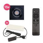 13 spots veranda orientable Rona carré, IP44, avec kit de connexion et télécommande, noir