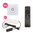 16 spots veranda orientable Rona carré, IP44, avec kit de connexion et télécommande, blanc