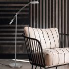 Lampadaire moderne nickel, Maxence, 12W, 3000K LED, avec variateur tactile