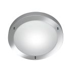 Plafonnier salle de bain en verre nickel, Hadleigh, IP44