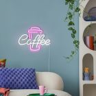 Applique murale en plastique transparente, Coffee, 5W, rose LED, avec interrupteur