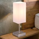 Lampe de table moderne nickel, Selma, avec interrupteur à tirette