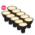 10-pack Noir LED GU10 place Antonie, 3 Watt 2700K (Blanc Chaud)
