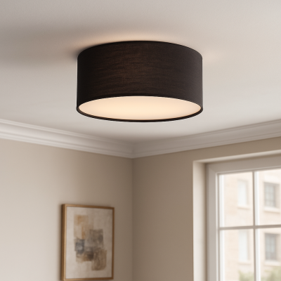 Lampe plafond noire en tissu, Mendy