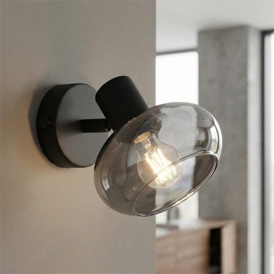 Spot mural noir design, Skip, avec interrupteur