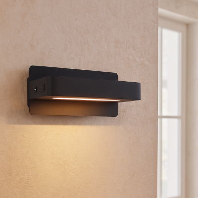 Applique murale noire moderne, Gregor, 10W, 3000K LED, avec interrupteur