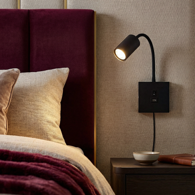 Spot mural noir moderne, Tibor, avec interrupteur