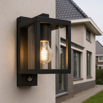 Applique extérieur avec détecteur de mouvement noire moderne, Amalie, IP54
