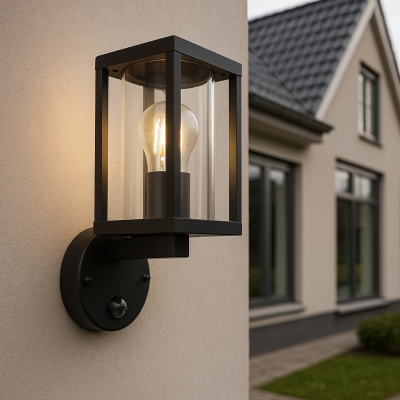 Applique extérieur avec détecteur de mouvement noire moderne, Amalie, IP54