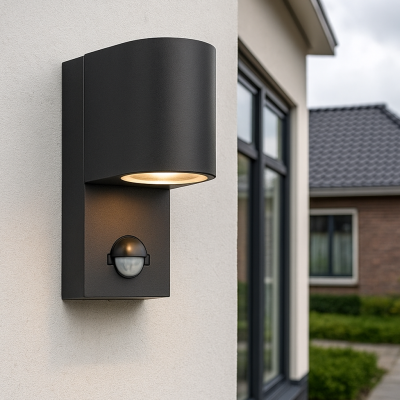Applique extérieur avec détecteur de mouvement noire moderne, Corina, IP54