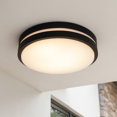 Plafonnier extérieur avec détecteur de mouvement noir en plastique, James, IP44