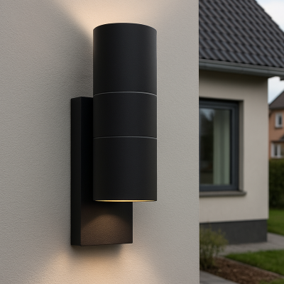 Applique extérieur avec capteur crépusculaire noire moderne, Pedro, IP44