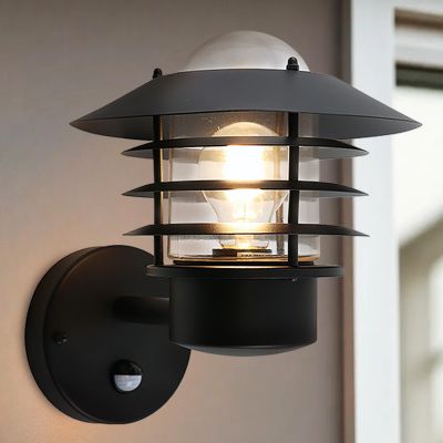 Applique extérieur avec détecteur de mouvement noire en acier inoxydable, Felice, IP44