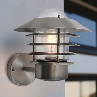 Luminaire extérieur argenté en acier inoxydable, Felice, IP44
