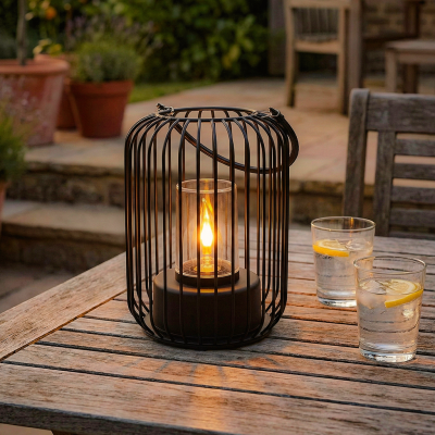 Lampe de table extérieur noire moderne, Enya, IP44