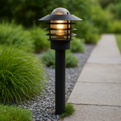 Luminaire extérieur noir en acier inoxydable, Felice, IP44