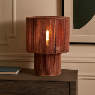 Lampe de table rouge rustique, Sanny, avec interrupteur